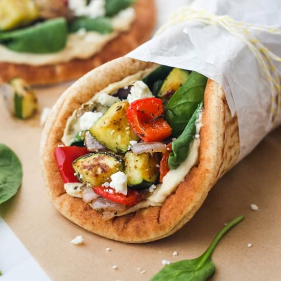 Zucchini and Hummus Pita Sandwiches