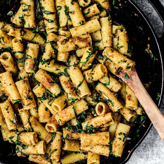 Garlicky Rigatoni + Spinach
