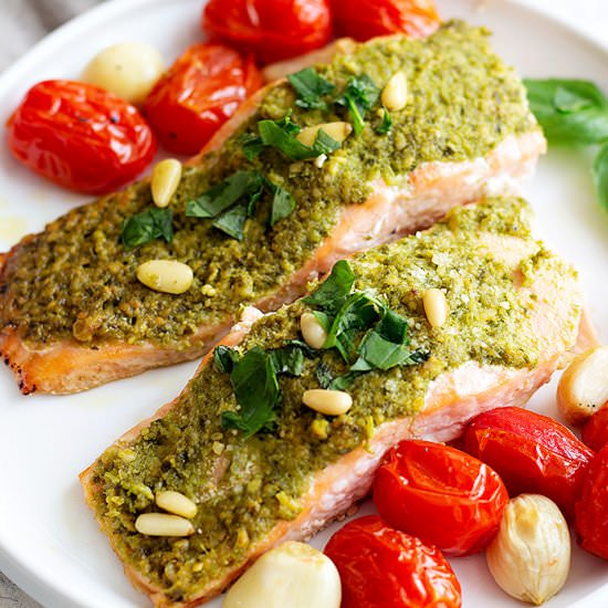 Baked Pesto Salmon