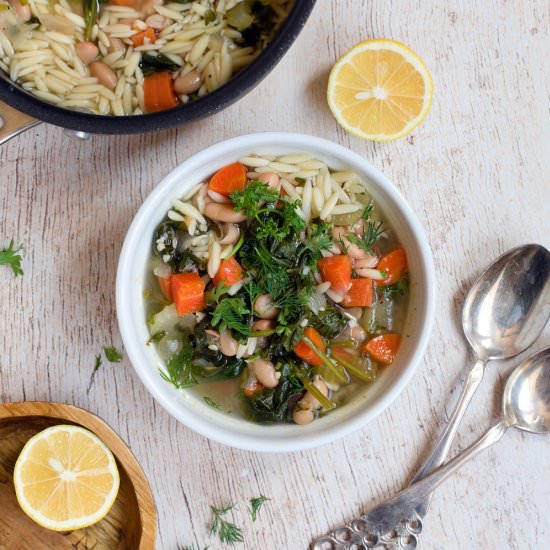 Lemony Orzo Spinach Soup