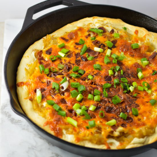 Cast Iron Spicy Perogy Pizza