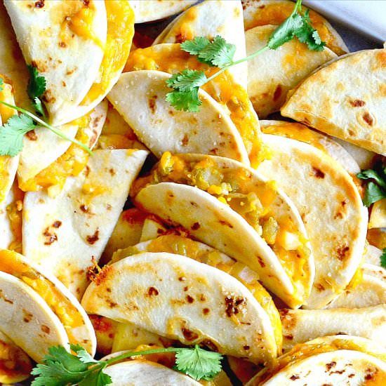 Crispy Cheese and Chile Quesadillas