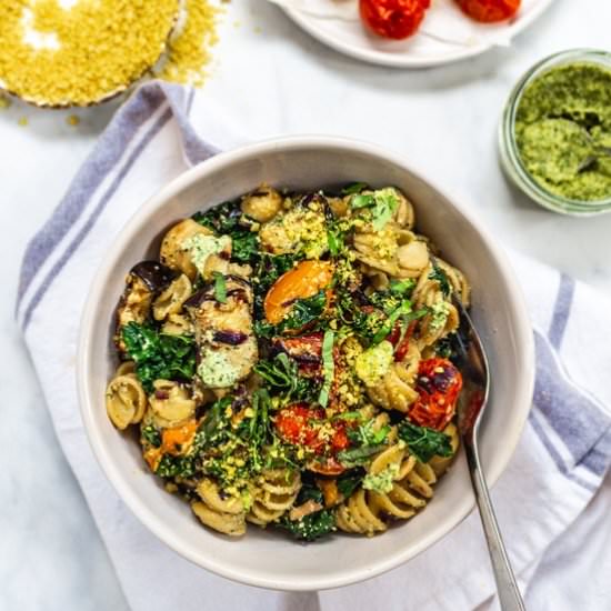 Roast Aubergine Pesto Pasta