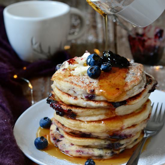 Vegan Yogurt and Blueberry Pancakes