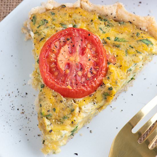 Vegan Spinach & Tomato Quiche