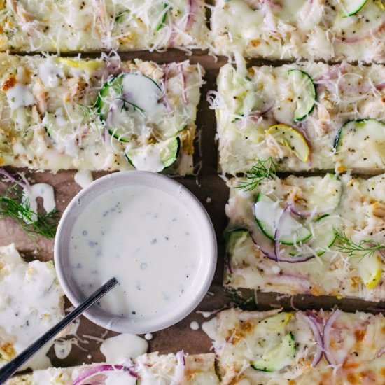 Garlic Ranch and Zucchini Pizza