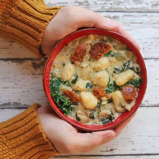 Creamy gnocchi soup with sausage
