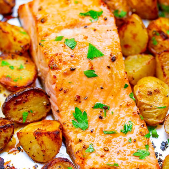 Sheet Pan Lemon Salmon & Potatoes