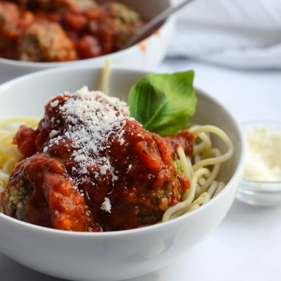 Baked Italian Meatballs w/ Spinach