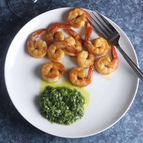 Shrimp with Cilantro Dipping Sauce