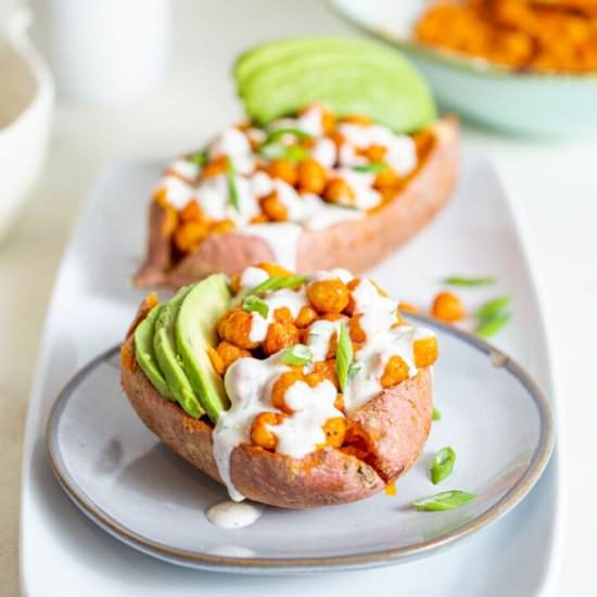 Buffalo Chickpea Sweet Potatoes