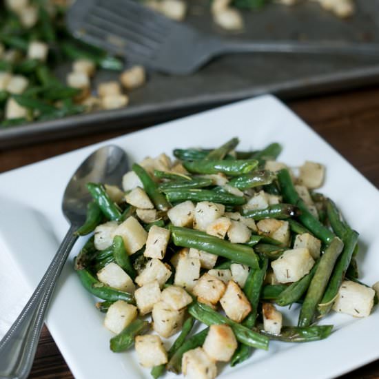 Roasted Jicama with Green Beans