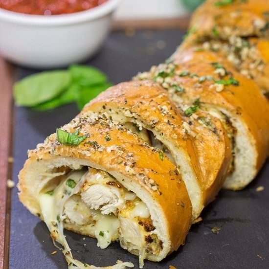 Chicken Parm Stuffed Garlic Bread