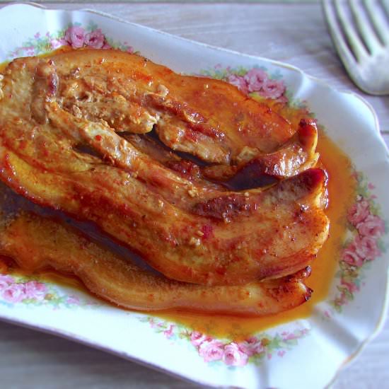 Pork belly in the oven with honey