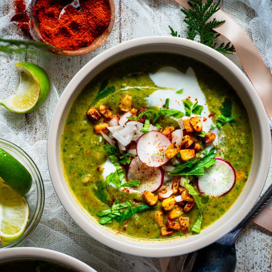 Blistered Poblano White Bean Soup