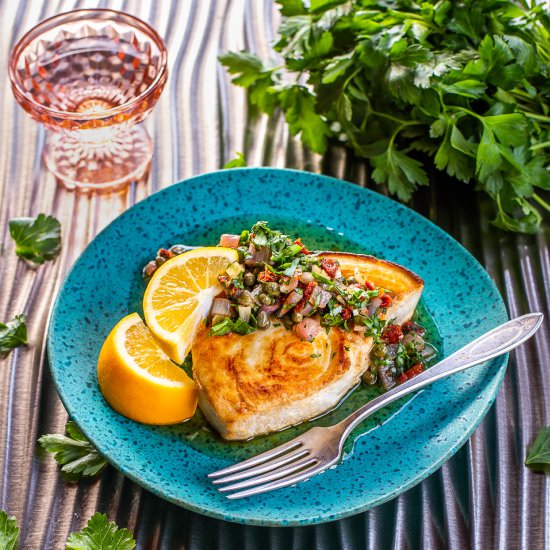 Swordfish with Lemon & Caper Sauce