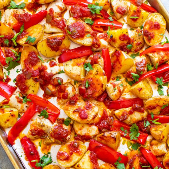 Sheet Pan Salsa Chicken & Potatoes