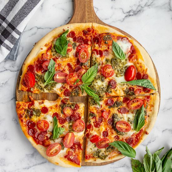 Pepperoni and Burrata Pizza