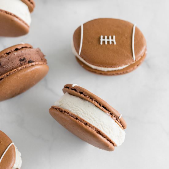 Football Macaron Ice Cream Sandiwch