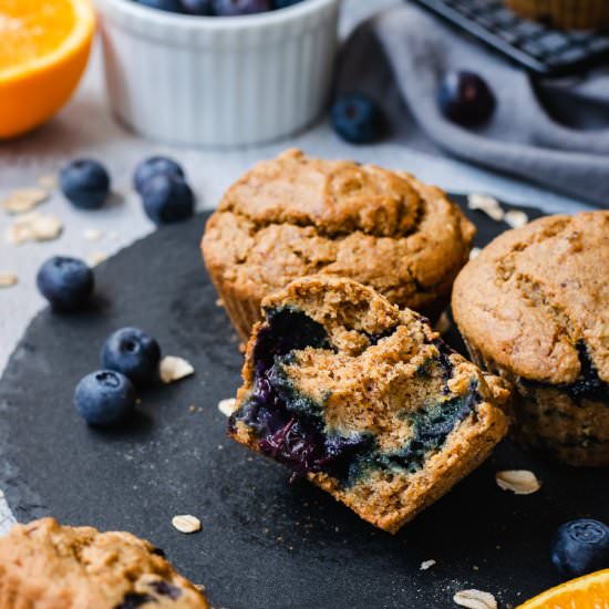 Vegan Blueberry Orange Oat Muffins