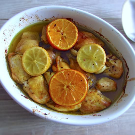 Chicken in the oven with orange