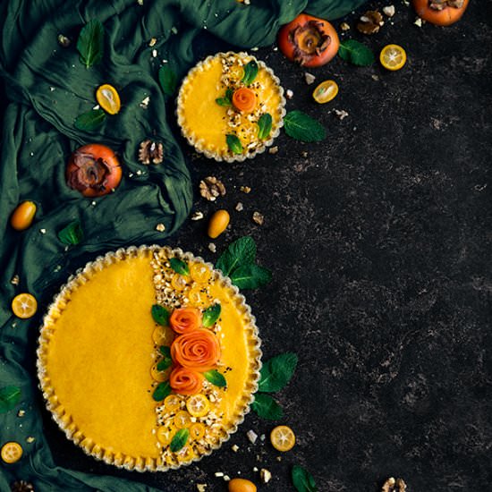 Persimmon kumquat tart