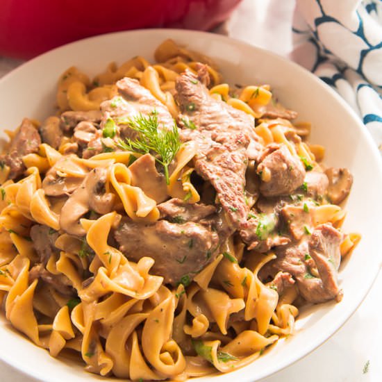 One Pot Beef Stroganoff