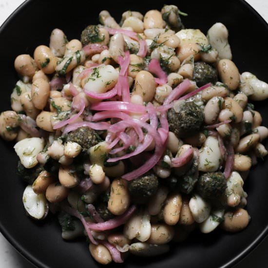 white bean salad with zaatar labneh