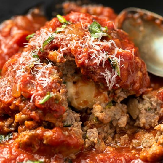 Giant Mozzarella Meatballs