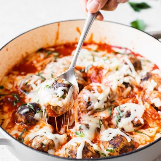 Cheesy Turkey Meatball Skillet