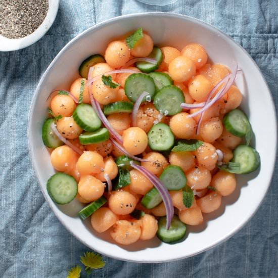 Minty Melon Cucumber Salad