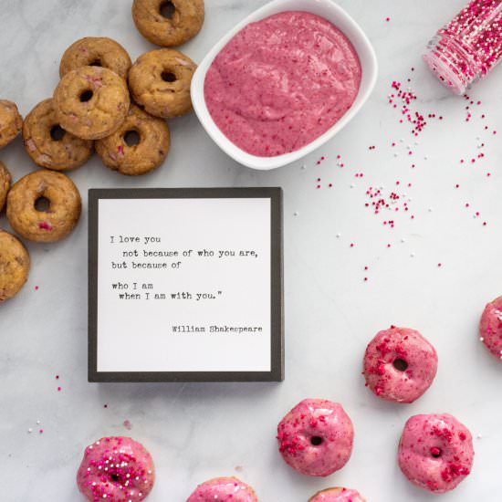 Strawberry Mini Baked Donuts
