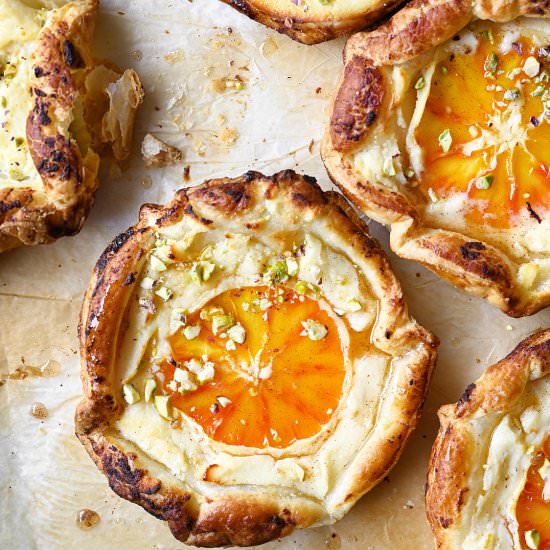 Blood orange and ricotta tarts