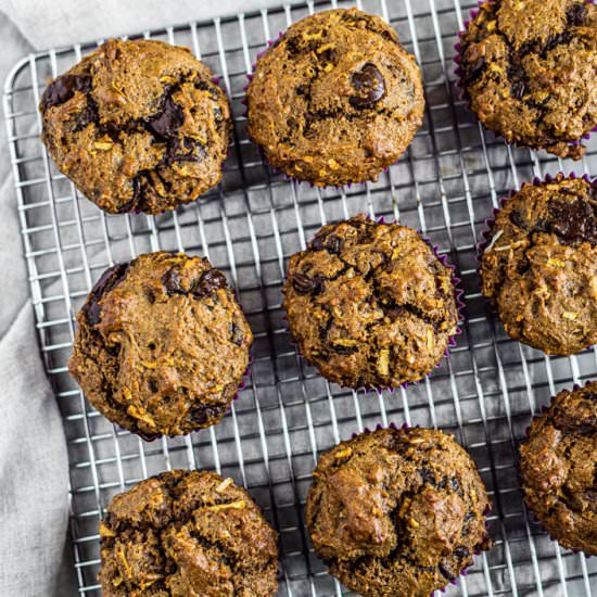 Whole Wheat Dark Chocolate Chip Muffins