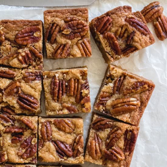 Brown Butter Candied Pecan Blondies