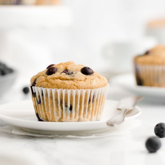 Healthy One-Bowl Blueberry Muffins