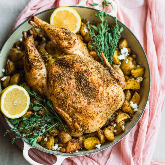 Roasted Feta Brined Chicken