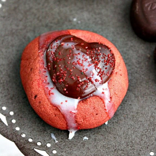 Red Velvet Thumbprint Cookies