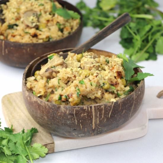 Mushroom, Lime and Peas Risotto- vg