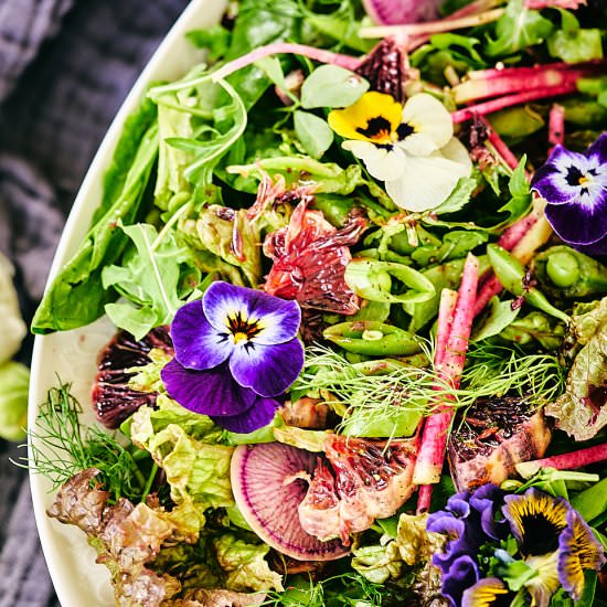 Herb Salad With Miso Pom Dressing