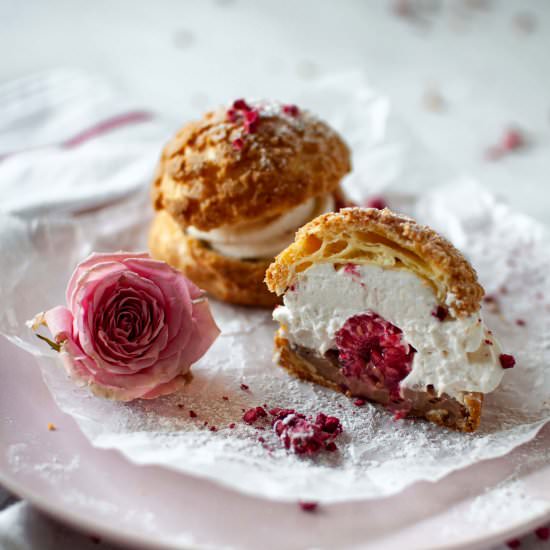 Chocolate Raspberry Choux Craquelin