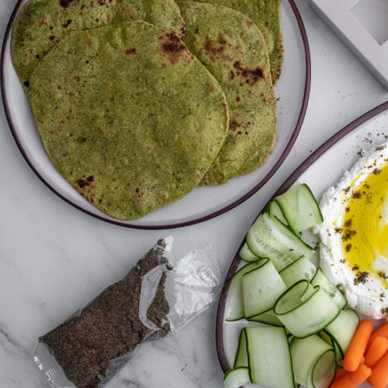 Spinach Roti and Za’atar Labneh