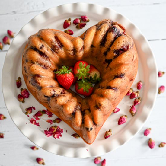 Rosewater Strawberry Swirl Cake