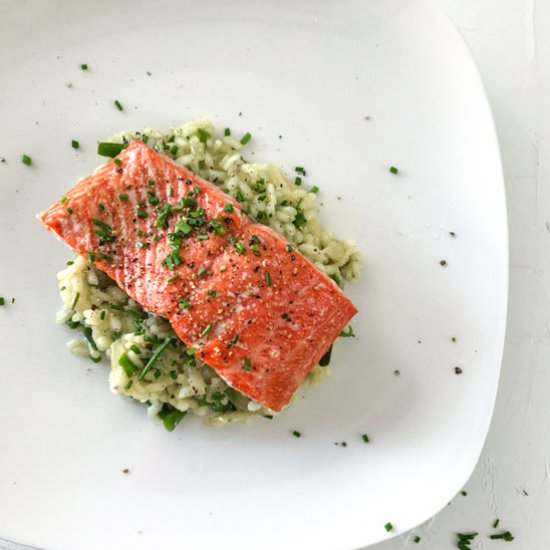 Baked Salmon and Asparagus Risotto