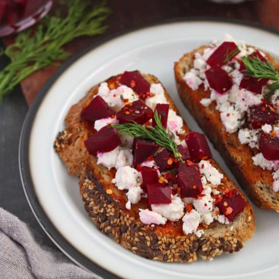 Pickled Beets & Feta Cheese Toast