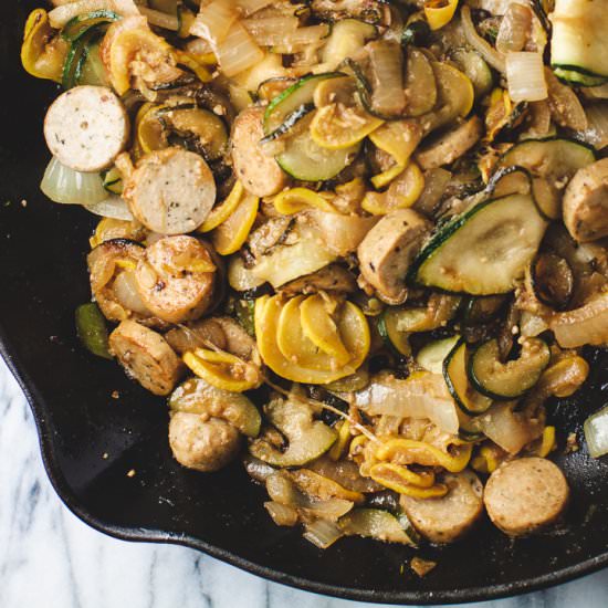 One Pan Squash and Sausage
