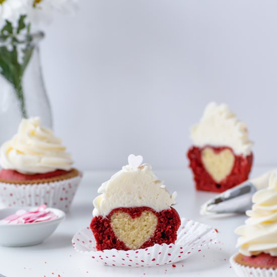 Heart Red Velvet Cupcakes
