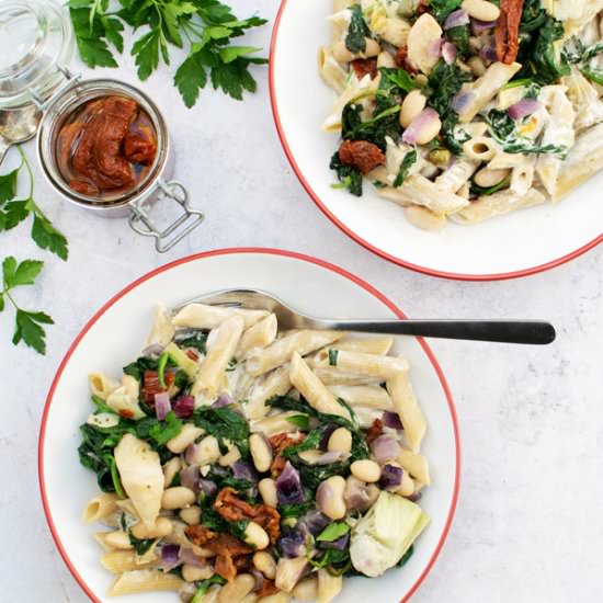 Spinach & Artichoke Creamy Pasta