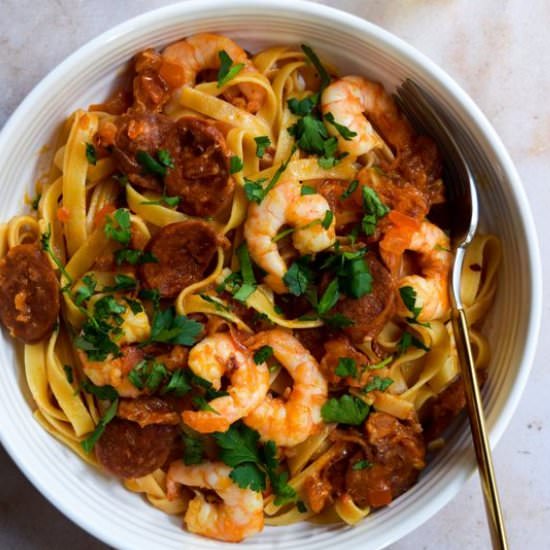 Prawn & Chorizo Tagliatelle