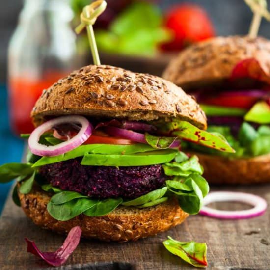 Vegan BBQ Beet & Quinoa Burger